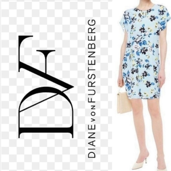 Diane Von Furstenberg Blue Floral Dress - Picture 1 of 7